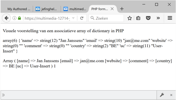 Een aray visualiseren in PHP